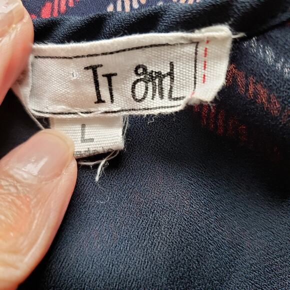 Chevron Striped Zipper Semi Sheer Short Sleeve Top Large Indie Boho Chic Retr - Picture 12 of 13